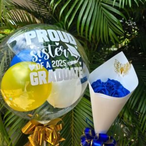 Graduation balloon and flower bouquet combo for Kingston Jamaica delivery by Petal Panache